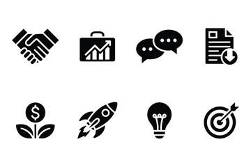 Set of business icons, representing various aspects of commerce and entrepreneurship