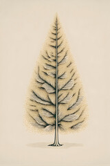 Beige Golden Fir Tree – Minimal Dark Green Holiday Card Design