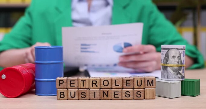 Exploring the world of petroleum business with charts and metrics in a bright office setting