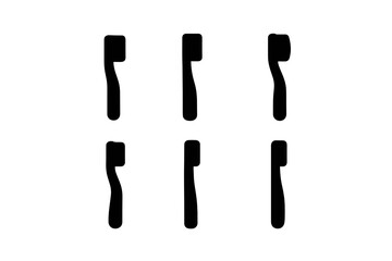 Collection of six minimalist toothbrush silhouettes arranged in a simple pattern on a plain background