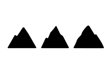 Borderless silhouette of mountains showing different shapes and heights against a plain background