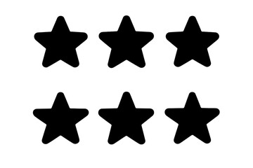 Six black stars arranged in two rows showcase a simple, bold design suitable for various graphic applications or artistic purposes