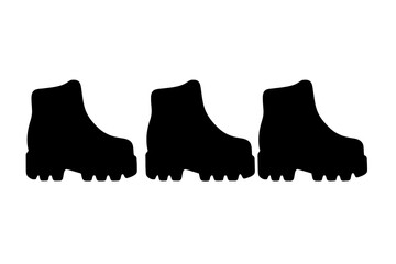 Unique design of rugged boots in a row for outdoor activities and adventures