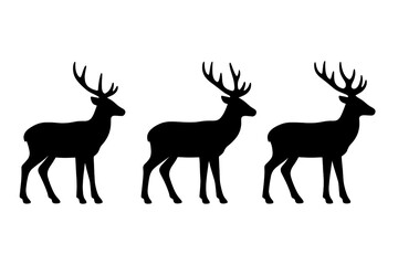 Silhouette of three deer walking in a row under soft lighting