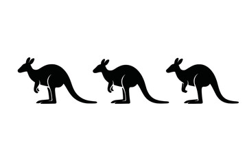 Three silhouettes of kangaroos hopping across a white background illustrating their graceful movements