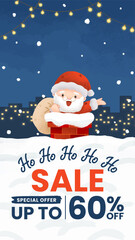 Christmas Santa Sale Vertical Banner Vector Illustration.eps