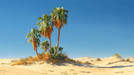 Palm trees in desert landscape