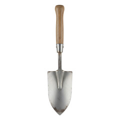 Old garden hand trowel isolated