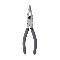 Needle nose pliers with grey handles isolated