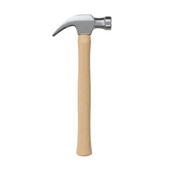 Classic claw hammer with wooden handle isolated