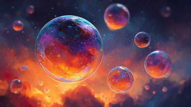 Colorful bubbles in abstract space