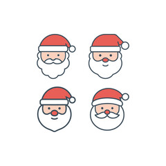 Cute Minimal Santa Claus Icon Set