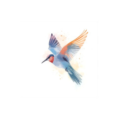 Obraz premium Watercolor Bird in Flight Delicate Pastel Colors vector illustration