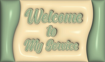 3d Welcome to my service background design. Bar of soap object for hand cleaning, a business symbol on white
