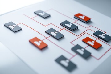 Organizational chart illustration on paper