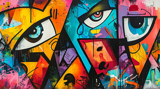 Vibrant Eye Catching Urban Graffiti Art with Bold Colors