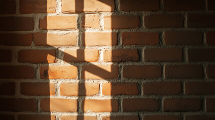 A rustic brick wall is bathed in the warm glow of sunlight, creating a captivating play of light and shadow. The textured surface and contrast highlight the wall's unique beauty.