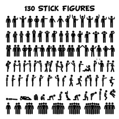 Set of stick figures and minimal pictogram icons