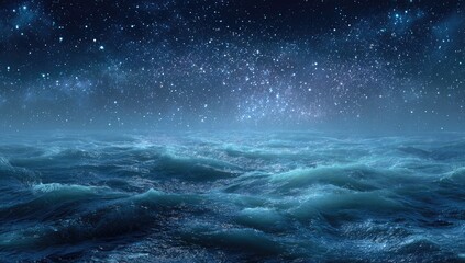 Naklejka premium Stormy Night at Sea with Rain.