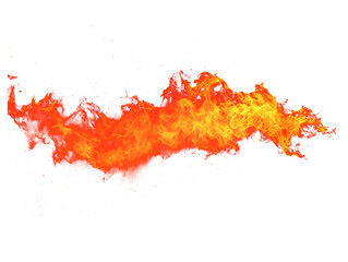 Dynamic fire stream effect with vibrant orange and red flames and floating sparks © dedoteto