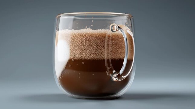 3D transparent coffee mug with foam heat roating