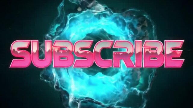 Subscribe button call to action graphic with glowing pink text and energetic blue plasma effect Glowing Text Animation