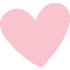A single light pink heart shape symbol with soft rounded edges on a transparent white background representing love and affection in a simple graphic illustration