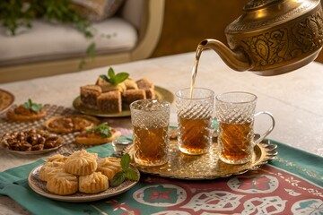 Maghrebi Cuisine Traditional Baklava Sellou Makrout Couscous Chebakia Tagine Ghriba Harira Moroccan Algerian Tunisian Food Authentic Cultural North African Gastronomy Heritage Ramadan Feast Artisanal.