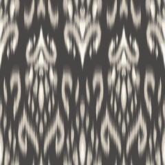 Modern Ikat Autumn Bloom: Traditional Motif Pattern in Gold, Beige, and Brown with Cultural Rhythm