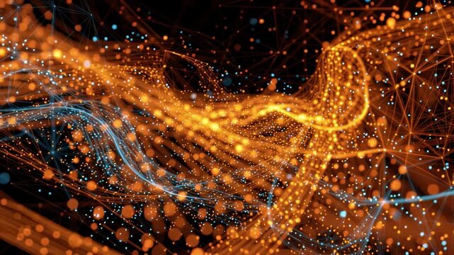Dynamic light waves in abstract patterns digital space visual art high contrast aerial view creative expression