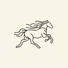 Fototapeta premium Running horse line art dynamic illustration for graphic design