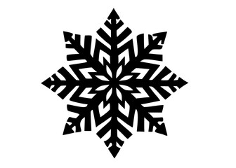 Geometric black snowflake vector silhouette perfect for holiday greeting cards and seasonal graphic designs
