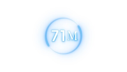 Congratulation 71M subscriber. Neon number followers' illustration number.	
