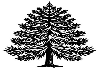 Elegant coniferous tree silhouette vector graphic on a clean white background symbolizing evergreen nature