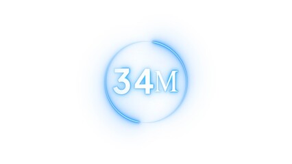 Congratulation 34M subscriber.  Neon number followers' illustration number.