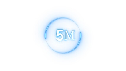 Congratulation 5M subscriber.  Neon number followers' illustration number.