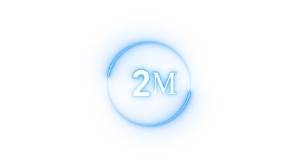 Congratulation 2M subscriber.  Neon number followers' illustration number.