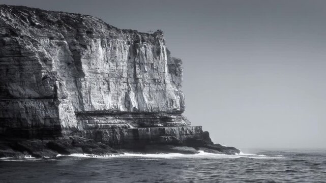 Seascape waves crashing against rocky cliffs coastal region landscape photography monochrome environment aerial view nature's power
