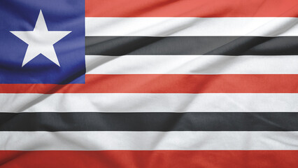Maranhao state of Brazil flag full frame width on the fabric texture background close-up high resolution