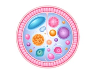 Simplified Educational Diagram of Cytoplasmic Gel with Organelles, Vector Illustration Style, isolated on transparent background