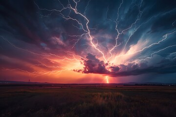 The lighting storm. The amazing lighting storm landcscape