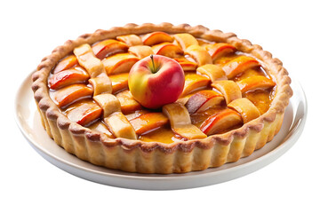 plate of delicious peach pie image isolated on a transparent background