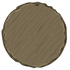 Circular Wooden Texture Icon With Rough Edges On Transparent Background