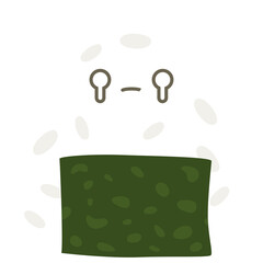 Cute Cartoon Onigiri Rice Ball With Nori Seaweed And Smiling Face Isolated On White Background Simple Vector Illustration