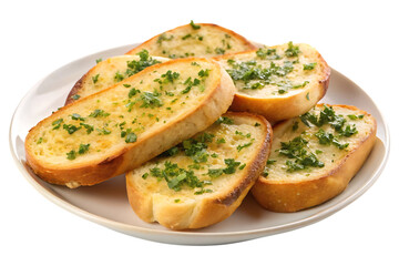 plate of garlic bread image isolated on a transparent