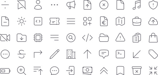 Editable stroke icons set line interface icons set user interface design elements vector iconss ui ux kit outline symbol graphic   vector iconss set, thin linear icons set illustration.