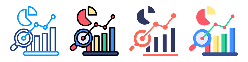 Obraz premium Trend Analysis Icon Sheet Multiple Style Collection 