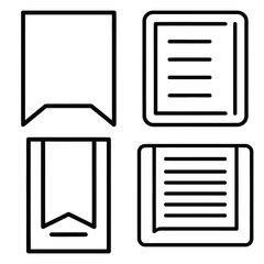 bookmark outline simple icon set, black color and white background