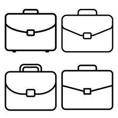 briefcase outline simple icon set, black color and white background
