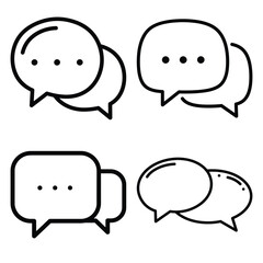 chat bubble outline icon set, black color and white background